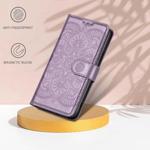 Galaxy S23 Wallet Case, [RFID Blocking] 3 Card Holder Stand with Credit Card Slot PU Leather Magnetic Protective Flip Cover for Galaxy S23(Light Purple) in Kuwait