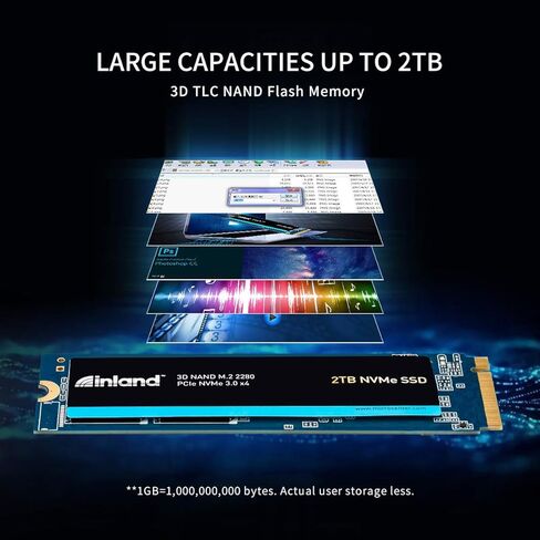 INLAND Premium 2 تيرابايت SSD M.2 2280 PCIe NVMe 3.0 x4 TLC 3D NAND محرك أقراص الحالة الصلبة الداخلي، سرعة قراءة/كتابة تصل إلى 3200 ميجابايت/ثانية و2900 ميجابايت/ثانية، 3200 تيرابايت in Kuwait