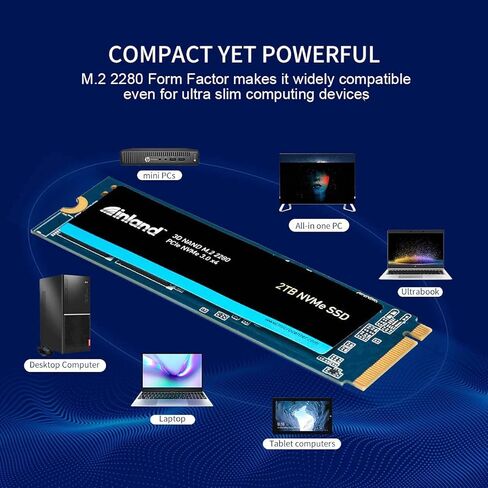 INLAND Premium 2 تيرابايت SSD M.2 2280 PCIe NVMe 3.0 x4 TLC 3D NAND محرك أقراص الحالة الصلبة الداخلي، سرعة قراءة/كتابة تصل إلى 3200 ميجابايت/ثانية و2900 ميجابايت/ثانية، 3200 تيرابايت in Kuwait