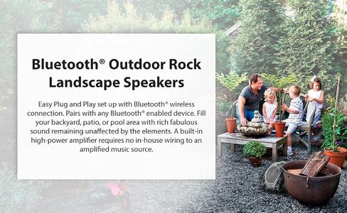 SPS-2000-SL Dual Bluetooth Active Rock Speaker Pair for Outdoor, Patio, Garden, Pool Area, Gray Slate in Saudi Arabia