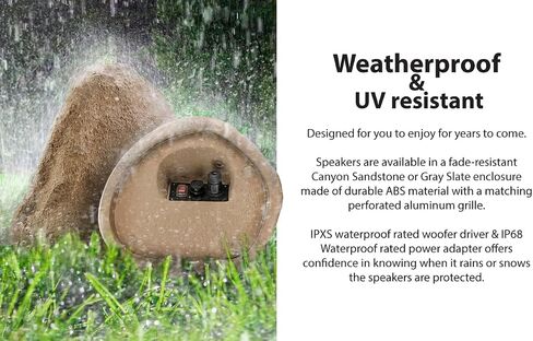 SPS-2000-SL Dual Bluetooth Active Rock Speaker Pair for Outdoor, Patio, Garden, Pool Area, Gray Slate in Saudi Arabia