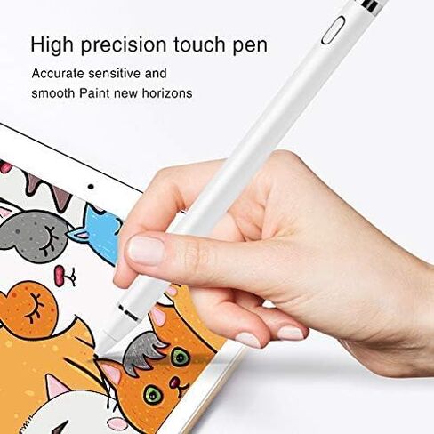 Stylus Pens for Touch Screens,Active Stylus Compatible with Apple,Magnetism Cover Cap,High Sensitivity,Rechargeable Stylus Pen Compatible with iOS/Android and Other Touch Screens (White) in Saudi Arabia