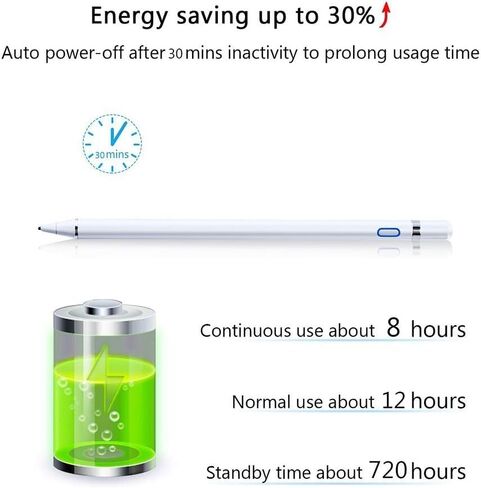 Stylus Pens for Touch Screens,Active Stylus Compatible with Apple,Magnetism Cover Cap,High Sensitivity,Rechargeable Stylus Pen Compatible with iOS/Android and Other Touch Screens (White) in Saudi Arabia