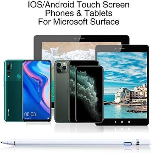 Stylus Pens for Touch Screens,Active Stylus Compatible with Apple,Magnetism Cover Cap,High Sensitivity,Rechargeable Stylus Pen Compatible with iOS/Android and Other Touch Screens (White) in Saudi Arabia