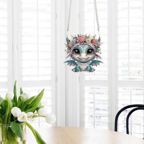 AiYuanzsh DIY 5D Diamond Art Painting Pendant Kit Flower House Special Shape Crystal Rhinestone Diamond Art Crafts Wall Hanging Art Door Window Home Decoration Pendant Ornament Valentine's Day Gift in Kuwait