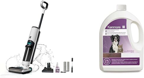 Kenmore HF5010 AquaLite 3-in-1 Cordless Wet Vacuum Hard Floor Cleaner with Automatic Air-Drying, 35mins Runtime & One Edge Self-Cleaning Mop for Multi-Surface and Messes, White in Saudi Arabia