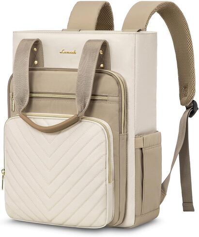 LOVEVOOK Laptop Backpack for Women, 15.6 Inch Work Business Travel Backpack, Fation Teacher Doctor Nurse Backpack Purse, Waterproof Cute Backpack, Khaki-Beige in Saudi Arabia