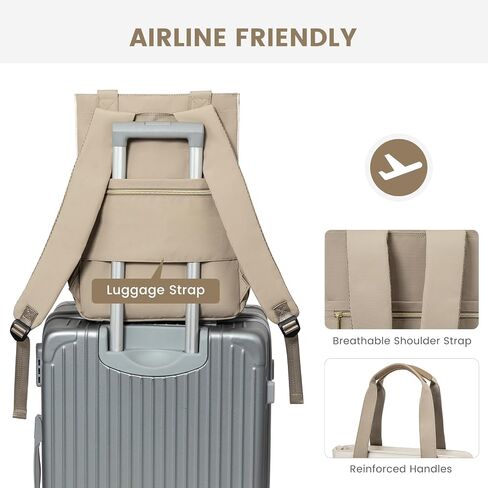 LOVEVOOK Laptop Backpack for Women, 15.6 Inch Work Business Travel Backpack, Fation Teacher Doctor Nurse Backpack Purse, Waterproof Cute Backpack, Khaki-Beige in Saudi Arabia