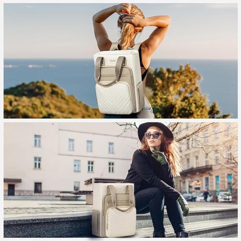 LOVEVOOK Laptop Backpack for Women, 15.6 Inch Work Business Travel Backpack, Fation Teacher Doctor Nurse Backpack Purse, Waterproof Cute Backpack, Khaki-Beige in Saudi Arabia