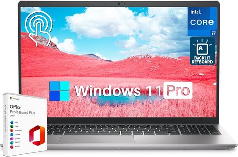 Dell Inspiron 15 Touchscreen Laptop Windows 11 Pro, 15.6 Inch FHD Laptop with Microsoft Office Lifetime License, Intel 10 Cores i7-1355U, 64GB RAM, 2TB SSD, Wi-Fi 6, 1080P Webcam, Backlit Keyboard in Saudi Arabia