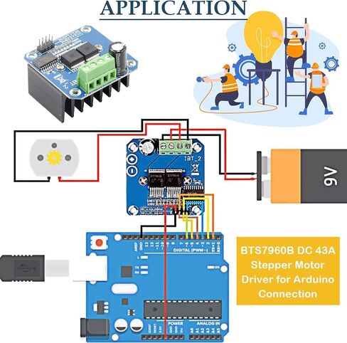 BTS7960 Motor Driver Module 43A High Power Double DC Stepper Motor Driver Module H-Bridge Semiconductor Refrigeration PWM Smart Car Driver Module, for Arduino in Saudi Arabia