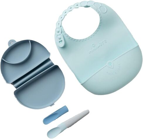 Miniware Sili Mini Go Baby Feeding Travel Set with Silifold Bento Container, Pre2Pro Spoon, Roll & Lock Bib in Saudi Arabia