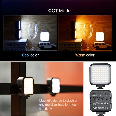 Godox LED6BI Video Light,Color 3200k-6500k,Built-in 1800mAh Li-ion Battery for Video Conference Lighting/Game Streaming/YouTube Video Photography in Saudi Arabia