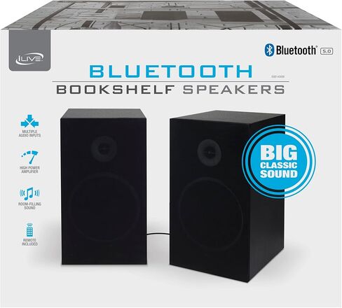 مكبرات صوت بلوتوث مزدوجة على الرف من آي لايف، أسود (ISB1400B-AMZ) in Kuwait