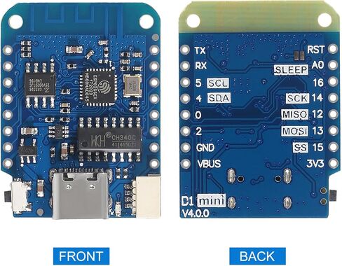 ACEIRMC 5 قطع WeMos D1 Mini V4.0.0 Type-C USB WiFi إنترنت الأشياء على أساس ESP8266 4 ميجابايت متوافق مع Arduino MicroPython Nodemcu (V4.0.0 Type-C) in Kuwait