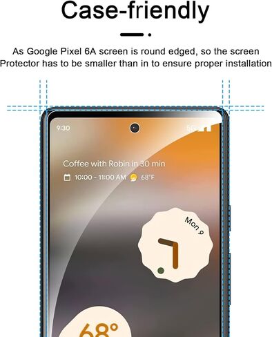 【 3+3 عبوات】Coolpow مصممة لواقي شاشة Google Pixel 6a من الزجاج المقوى لطبقة الهاتف الخلوي، فائقة الدقة، صلابة 9H، مقاومة للخدش لواقي الشاشة الزجاجي Google Pixel 6a 【ملاحظة: ليس لـ 6 و6Pro】 in Kuwait