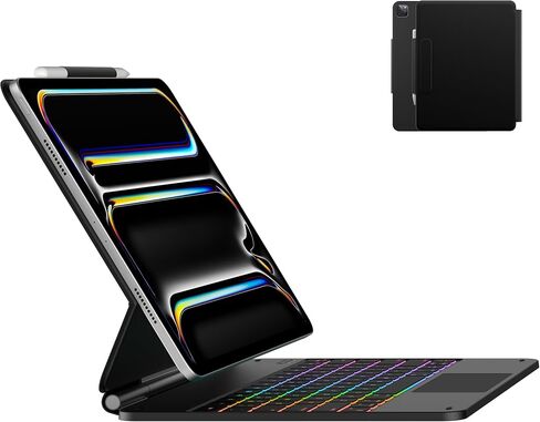 typecase Keyboard Case for 2024 M4 iPad Pro 13,11-Color Backlight,Keyboard Case with Pencil Holder,Bulit-in Trackpad,Easy Set,Black in Kuwait