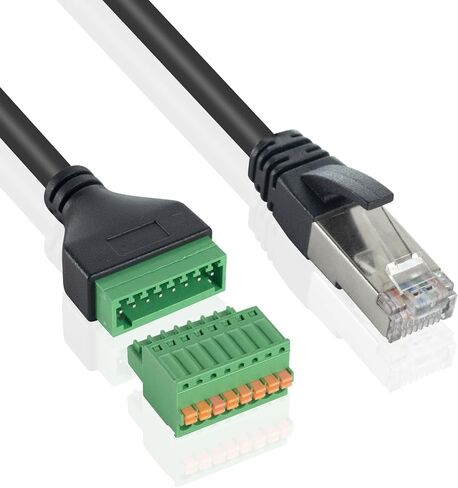 كابل محول Duttek RJ45 إلى 8Pin (بدون لحام)، موصل طرفي توصيل Ethernet RJ45 للشبكة، RJ45 8P8C ذكر إلى 8Pin موصل تثبيت مجعد بدون لحام لكاميرات المراقبة، Cat5، Cat6 1FT/30 سم in Saudi Arabia