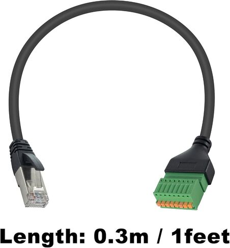 كابل محول Duttek RJ45 إلى 8Pin (بدون لحام)، موصل طرفي توصيل Ethernet RJ45 للشبكة، RJ45 8P8C ذكر إلى 8Pin موصل تثبيت مجعد بدون لحام لكاميرات المراقبة، Cat5، Cat6 1FT/30 سم in Saudi Arabia