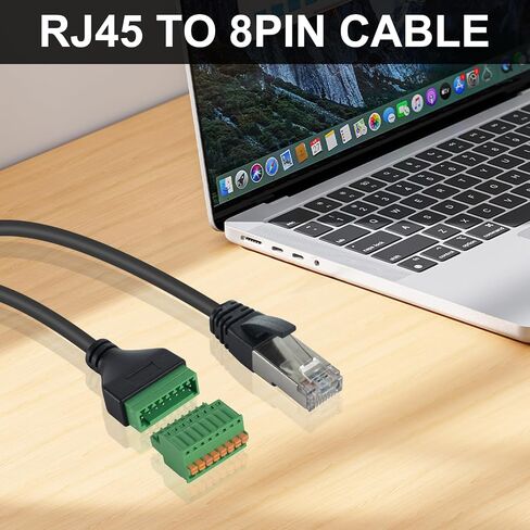 كابل محول Duttek RJ45 إلى 8Pin (بدون لحام)، موصل طرفي توصيل Ethernet RJ45 للشبكة، RJ45 8P8C ذكر إلى 8Pin موصل تثبيت مجعد بدون لحام لكاميرات المراقبة، Cat5، Cat6 1FT/30 سم in Saudi Arabia