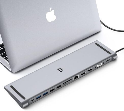محطة إرساء أوديتون USB C 13 في 1، HDMI مزدوج 4K، VGA، 4 USB، PD، إيثرنت، SD/TF، ​​صوت 3.5 مم، محور إرساء الكمبيوتر المحمول للهواتف الذكية والمزيد من الأجهزة من النوع C in Saudi Arabia