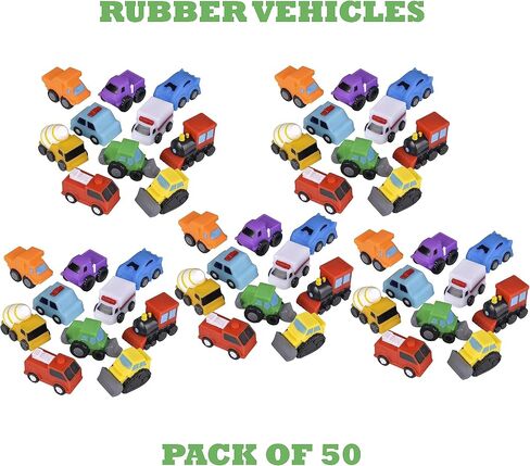 Rubber Vehicles Toys for Baby – Forest & Twelfth 2" Bath Toys for Toddlers, Soft Baby Car Bathtub Toys, Ideal as Pool Toys, Toddler Beach Toys, Party Favors, Decorations, Cake Toppers (10 Pack) in Saudi Arabia