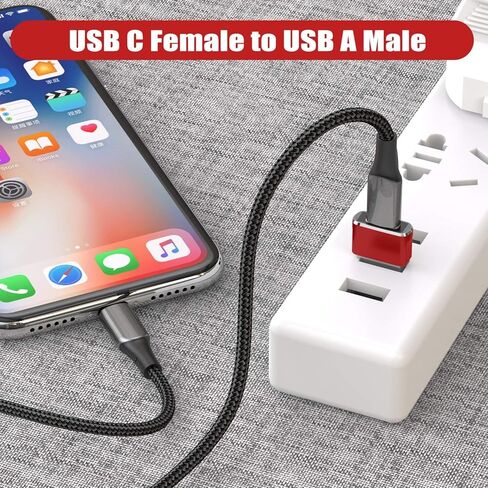 محول Basesailor USB إلى USB C 3 حزم، محول كابل شاحن من النوع C أنثى إلى USB A ذكر لساعة Apple Watch Ultra iWatch Series 8 7 SE، AirPods Pro 2، 14 13 12 11 Plus Max، iPad 9 10 Air 4 5 Mini 6 in Kuwait