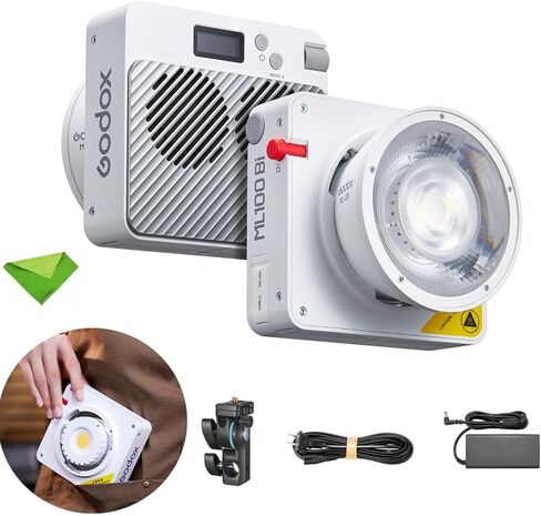 Godox ML100BI مصباح فيديو LED ثنائي اللون، CRI≥97 TLCI≥98، CCT 2800-6500K، 11 FX Effects APP التحكم Godox Mount إضاءة الإخراج المستمر Mutil Power Supply لصناعة الأفلام / البث المباشر / مدونة الفيديو in Saudi Arabia