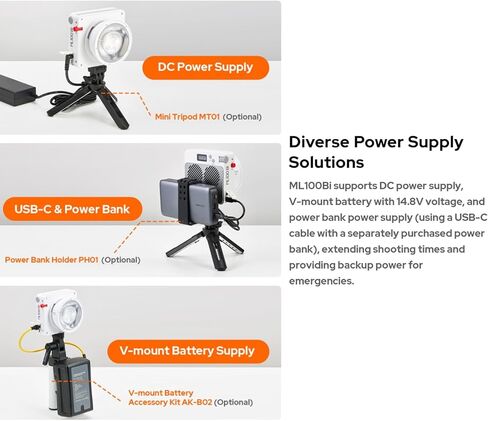 Godox ML100BI مصباح فيديو LED ثنائي اللون، CRI≥97 TLCI≥98، CCT 2800-6500K، 11 FX Effects APP التحكم Godox Mount إضاءة الإخراج المستمر Mutil Power Supply لصناعة الأفلام / البث المباشر / مدونة الفيديو in Saudi Arabia