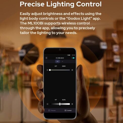 Godox ML100BI مصباح فيديو LED ثنائي اللون، CRI≥97 TLCI≥98، CCT 2800-6500K، 11 FX Effects APP التحكم Godox Mount إضاءة الإخراج المستمر Mutil Power Supply لصناعة الأفلام / البث المباشر / مدونة الفيديو in Saudi Arabia