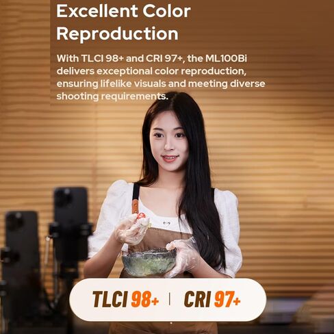 Godox ML100BI مصباح فيديو LED ثنائي اللون، CRI≥97 TLCI≥98، CCT 2800-6500K، 11 FX Effects APP التحكم Godox Mount إضاءة الإخراج المستمر Mutil Power Supply لصناعة الأفلام / البث المباشر / مدونة الفيديو in Saudi Arabia