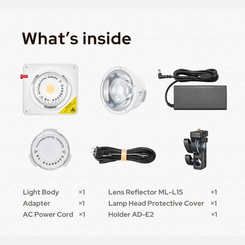 Godox ML100BI مصباح فيديو LED ثنائي اللون، CRI≥97 TLCI≥98، CCT 2800-6500K، 11 FX Effects APP التحكم Godox Mount إضاءة الإخراج المستمر Mutil Power Supply لصناعة الأفلام / البث المباشر / مدونة الفيديو in Saudi Arabia