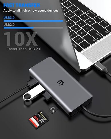 قاعدة توصيل USB C 12 في 1، موزع Tymyp USB C، 2 * 4K HDMI، 3 منافذ USB A، فتحات بطاقة SD/TF، ​​VGA، PD 100W، Ethernet، صوت/ميكروفون 3.5 مم، متوافق مع Mac Pro/Air/ ويندوز والمزيد من أجهزة الكمبيوتر المحمولة in Saudi Arabia