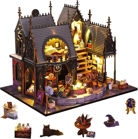 tomyoung DIY Book Nook Kit, Wooden Bookcase Garden House Miniature Kit with LED Light, Decor Bookends, Garden House DIY 3D Puzzles Craft Hobby for Adults Girls Boys in Saudi Arabia