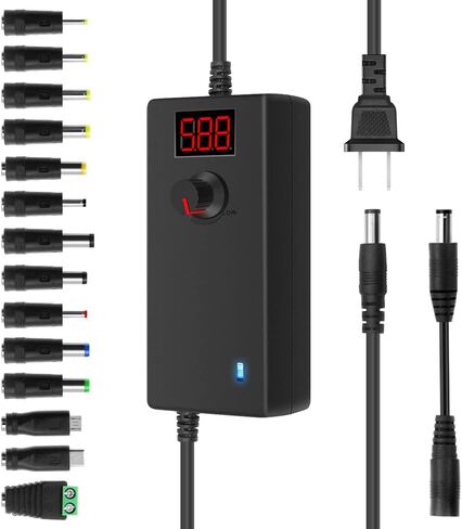 محول إمداد طاقة متغير 3 فولت ~ 24 فولت 1 أمبير، محول طاقة تيار متردد إلى تيار مستمر قابل للتعديل 24 وات، محول تيار متردد 100-240 فولت إلى تيار مستمر 3-24 فولت 1 أمبير، محول عالمي، 14 طرفًا إضافيًا وكابل محول قطبية عكسية in Kuwait