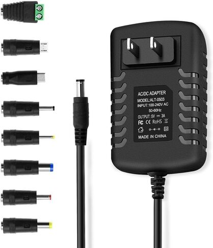 محول حائط تيار متردد 5 فولت 3 أمبير تيار متردد، 15 واط بحد أقصى، 8 أطراف، [4.9 قدم] in Kuwait