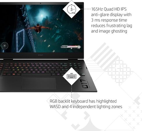 كمبيوتر محمول HP OMEN 2024 17 للألعاب، شاشة 17.3 بوصة QHD IPS 165 هرتز، الجيل الثالث عشر Intel i9-13900HX(24-Core)، GeForce RTX 4080، 64 جيجابايت DDR5، 4 تيرابايت SSD، لوحة مفاتيح بإضاءة خلفية، Wi-Fi 6E، Windows 11 Pro + Microsoft Office Lifetime رخصة in Saudi Arabia