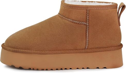 Platform Mini Boot for Women Genuine Suede Winter Snow Anti-Slip Short Ankle Boot Fur Fleece Lined Classic Ultra Boot for Outdoor in Saudi Arabia