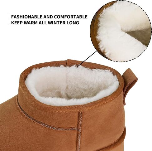 Platform Mini Boot for Women Genuine Suede Winter Snow Anti-Slip Short Ankle Boot Fur Fleece Lined Classic Ultra Boot for Outdoor in Saudi Arabia