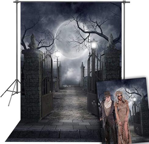 RUINI Halloween Theme Backdrop Halloween Full Moon Haunted House Backdrop Photo Props (5X7FT) in Saudi Arabia
