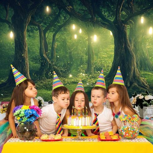 Renaiss 10x8ft Enchanted Forest Backdrop Green Fairytale Wonderland Magic Trees Jungle Woodland Polyester Photography Background for Wedding Baby Shower Birthday Party Decor Photo Studio Props in Saudi Arabia