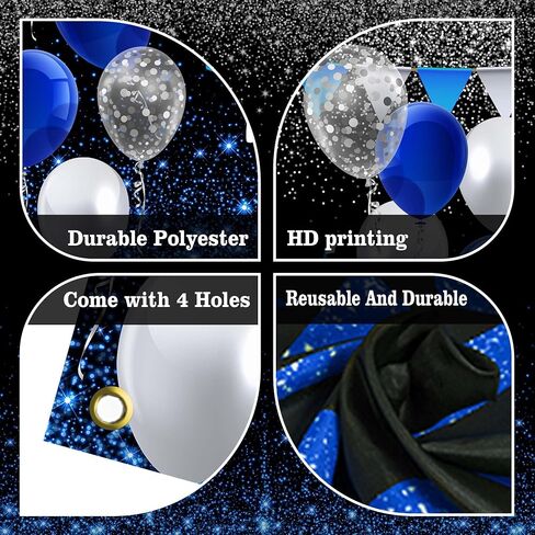 Happy 16th Birthday Backdrop Banner Blue Black Theme Background With Blue Neon Light Shiny Fashion Birthday Party Photo Photography Prop Booth Background for Boys Girls Celebration 70.8x47.2in-BECKTEN in Kuwait
