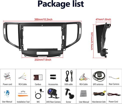 [2+64G] Android 13 Car Stereo for Acura TSX 2009-2014/ Honda Spirior 2009-2013/Honda Accord 2008-2012 with Carplay&Android Auto,9 Inch Car Radio with Mirror Link GPS WiFi BT FM/RDS SWC+AHD Camera in Saudi Arabia