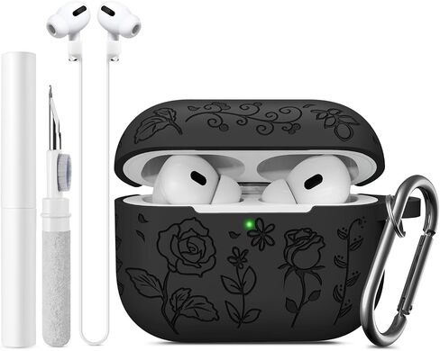 غطاء حافظة Airpods Pro الجيل الثاني/غطاء حافظة Airpod Pro، سيليكون منقوش على شكل زهرة بوهو متوافق مع حافظة Apple Airpods Pro، حافظة AirPod Pro 2 اللطيفة، حماية كاملة، LED أمامي مرئي in Saudi Arabia