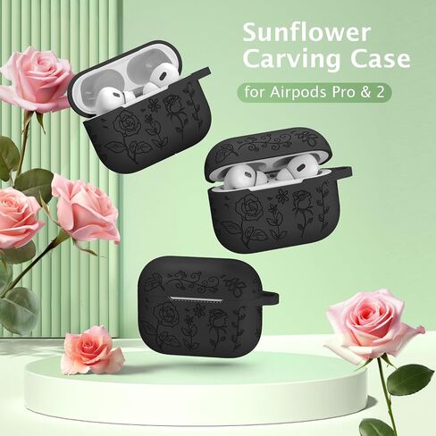 غطاء حافظة Airpods Pro الجيل الثاني/غطاء حافظة Airpod Pro، سيليكون منقوش على شكل زهرة بوهو متوافق مع حافظة Apple Airpods Pro، حافظة AirPod Pro 2 اللطيفة، حماية كاملة، LED أمامي مرئي in Saudi Arabia
