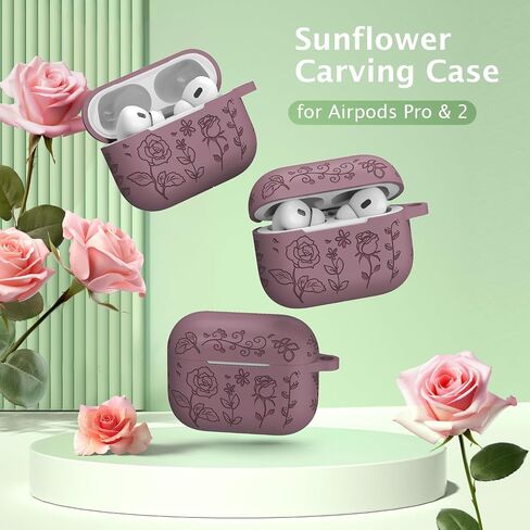 غطاء حافظة Airpods Pro الجيل الثاني/غطاء حافظة Airpod Pro، سيليكون منقوش على شكل زهرة بوهو متوافق مع حافظة Apple Airpods Pro، حافظة AirPod Pro 2 اللطيفة، حماية كاملة، LED أمامي مرئي in Saudi Arabia
