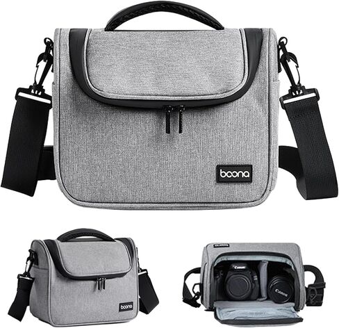 Camera Bag, Middle Crossbody Camera Case, SLR/DSLR Shoulder Messenger Bag Professional, Waterproof Camera Bags for Photographers, Compatible with Canon/Sony/Nikon Camera and Lens (Grey, Middle) in Saudi Arabia