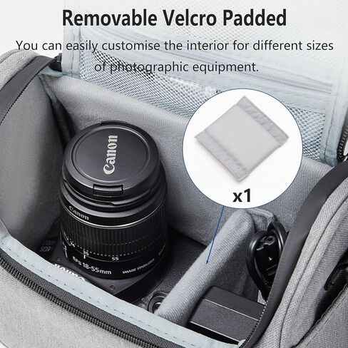 Camera Bag, Middle Crossbody Camera Case, SLR/DSLR Shoulder Messenger Bag Professional, Waterproof Camera Bags for Photographers, Compatible with Canon/Sony/Nikon Camera and Lens (Grey, Middle) in Saudi Arabia