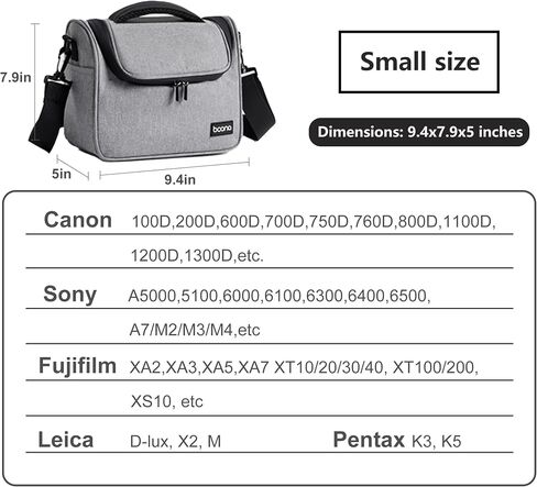 Camera Bag, Middle Crossbody Camera Case, SLR/DSLR Shoulder Messenger Bag Professional, Waterproof Camera Bags for Photographers, Compatible with Canon/Sony/Nikon Camera and Lens (Grey, Middle) in Saudi Arabia