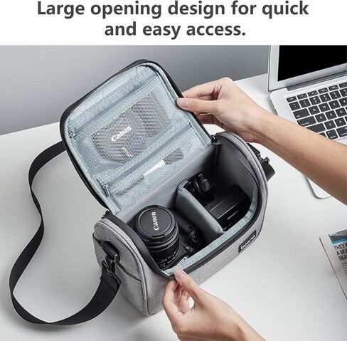 Camera Bag, Middle Crossbody Camera Case, SLR/DSLR Shoulder Messenger Bag Professional, Waterproof Camera Bags for Photographers, Compatible with Canon/Sony/Nikon Camera and Lens (Grey, Middle) in Saudi Arabia